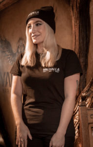 Valhalla t-shirt product shot front, on model