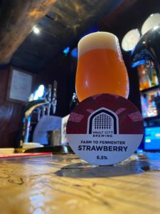 Strawberry pint from Vault City Brewing