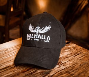 Valhalla cap product shot on table, front